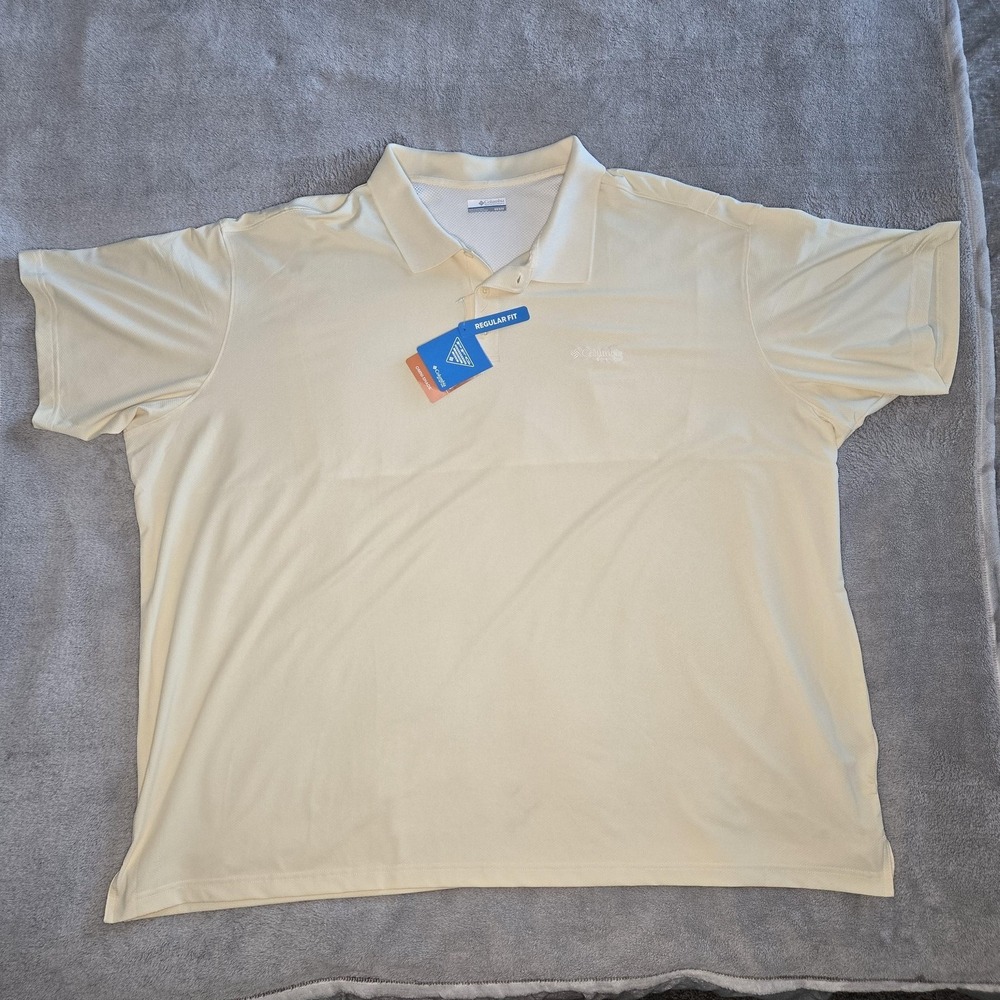 Columbia‎ PFG Omni-Shade Polo Shirt Mens Big 6X Yellow Fishing UPF 50 Omni-Wick